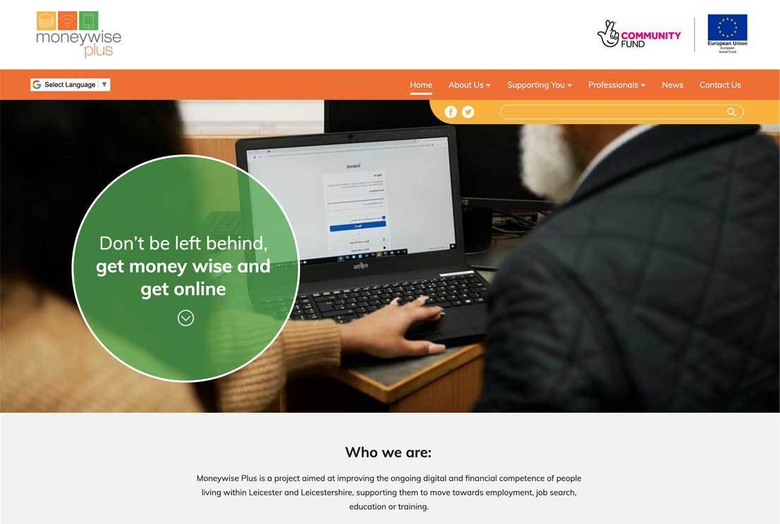 A financial help web design shown on desktop.